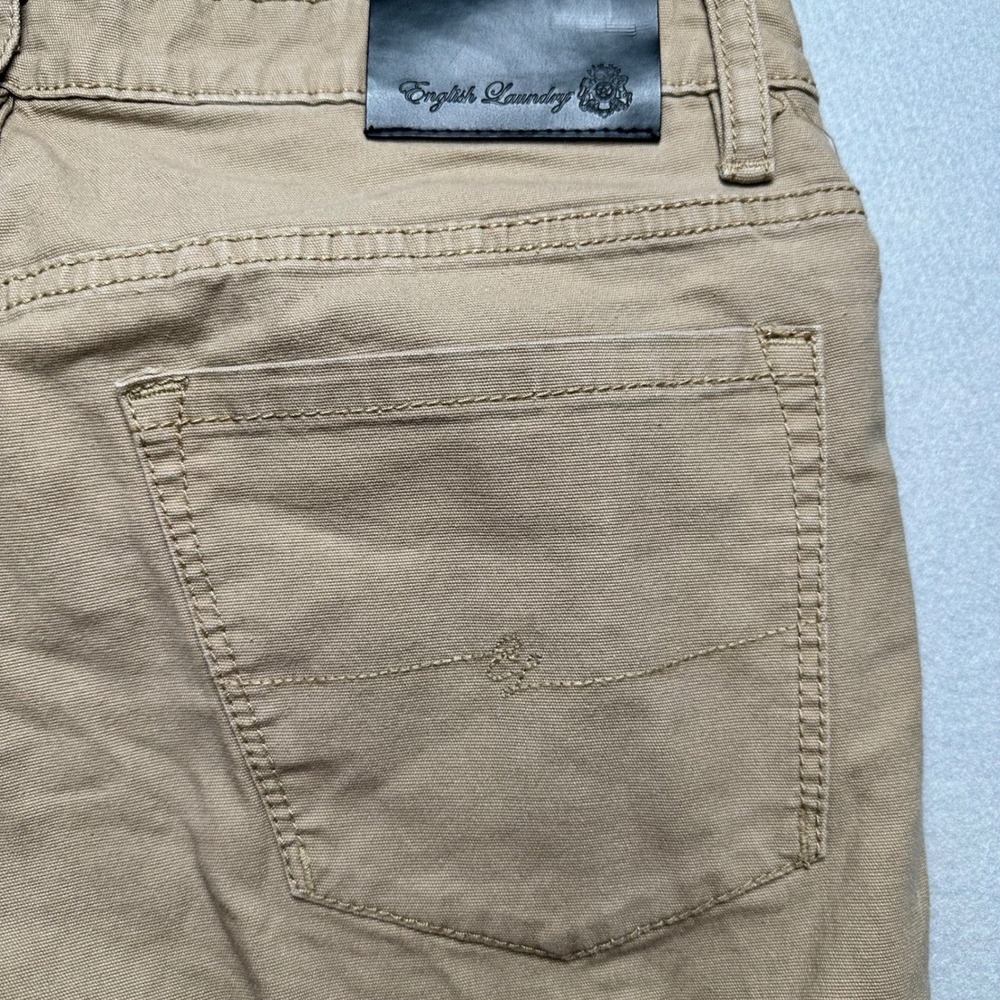 English Laundry Pants Mens 34x32 Tan Khaki Straight Leg Stretch Chinos - Picture 4 of 11